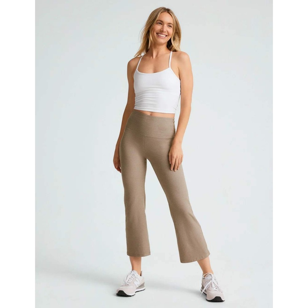Beyond Yoga Spacedye Retro Cropped Pant M Birch Heather Flare High Rise